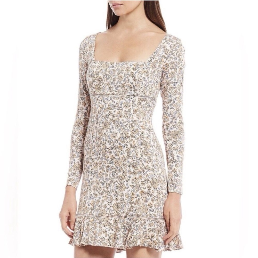 FREE PEOPLE Boheme Mini Dress Size 2 Floral Long sleeve